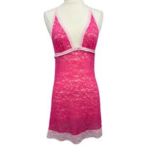 Victoria's Secret The Lacie Pink Lace Backless Lingerie Sheer Dress Size Medium